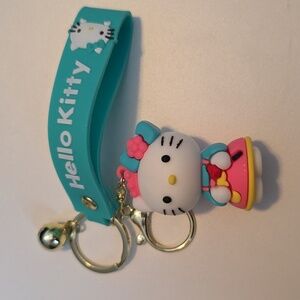 Hello Kitty Wristlet Keychain Teal And Yellow - NWOT
